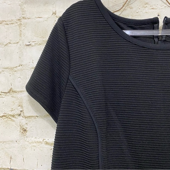 Chicos Black Textured Striped Sheath Career Dress - Picture 2 of 5